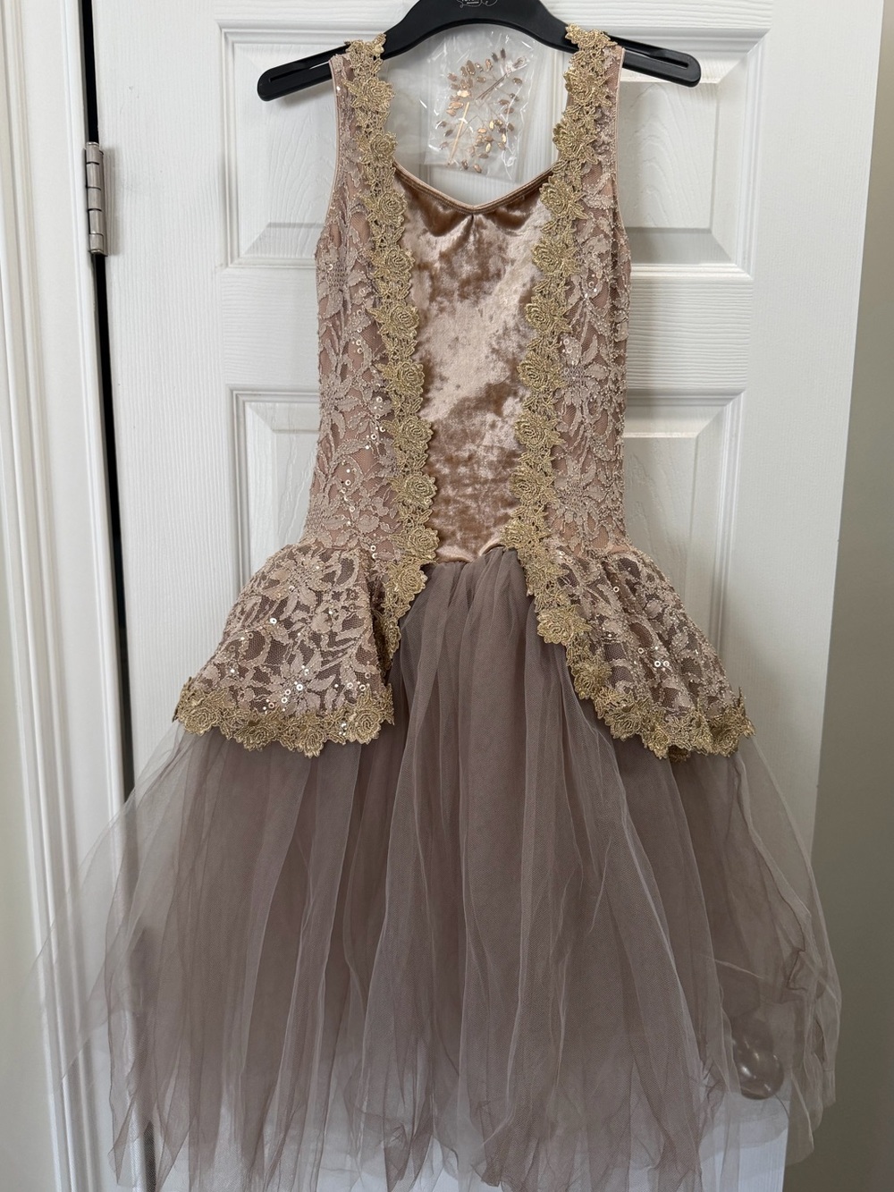 Women’s Revolution Dancewear Love Finds a Way Gold Lace & Taupe ballet lyrical
